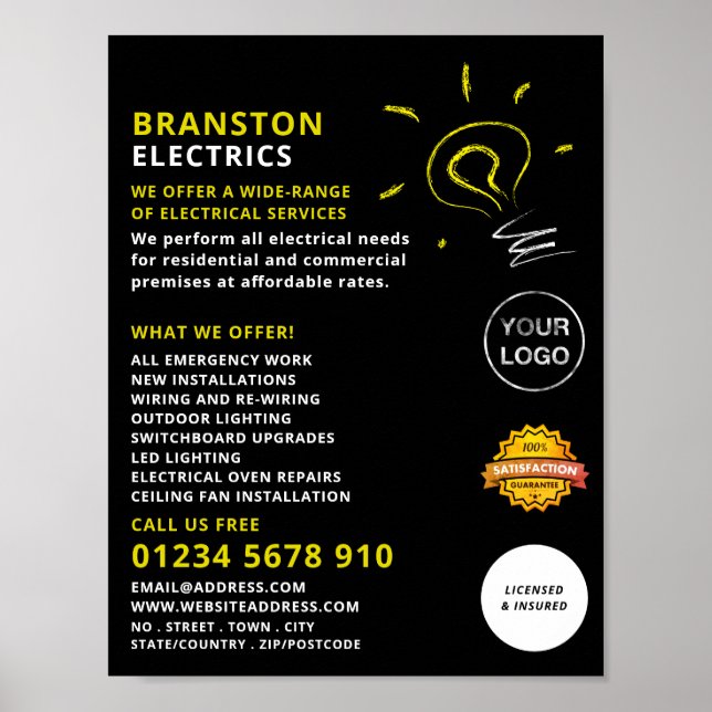 Lichtblitzdesign, elektrische Werbung Poster (Vorne)