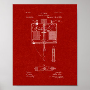 Lichtbogen-Lampen-Patent - Burgunder-Rot Poster