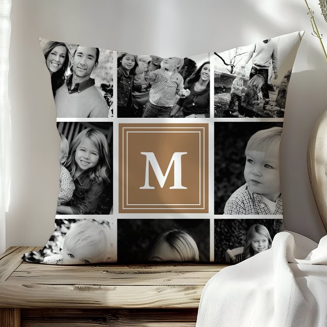 Lichtbraune Monogramm-Familie - FotoCollage Kissen (Von Creator hochgeladen)
