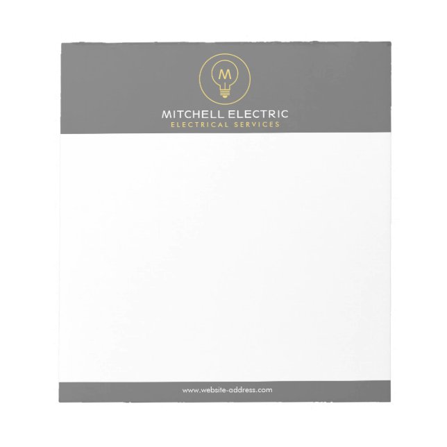 LICHTBULBONOGRAMM-LOGO für ELEKTRIKANE Notizblock (Vorderseite)