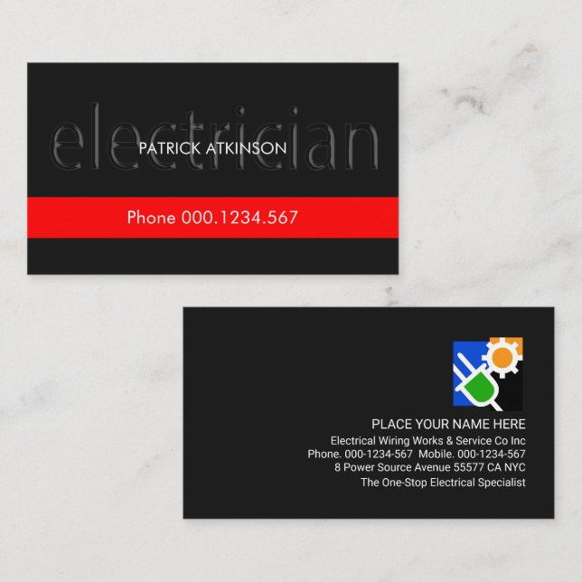 Lichtdurchlässige elektrische Signatur Rote Schich Visitenkarte (Vorne/Hinten)