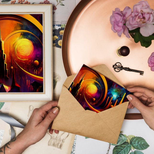 Lichtdurchlässige Portalfarbenabstraktionsstadt Postkarte (Von Creator hochgeladen)