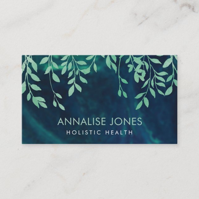 Lichtdurchlässiges aquamarines Blätter auf Visitenkarte (Vorderseite)