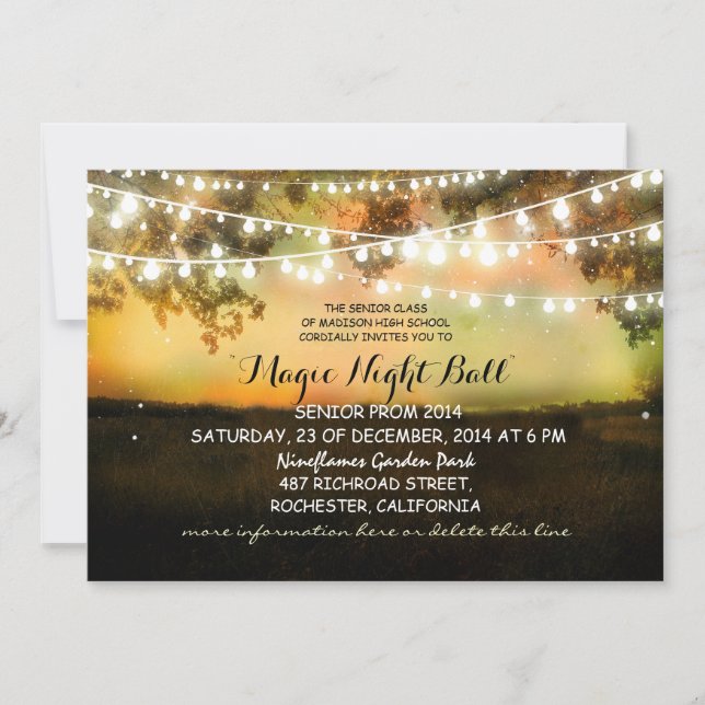 Lichtenfolge rustikale Prom-Einladungen Einladung (Vorderseite)