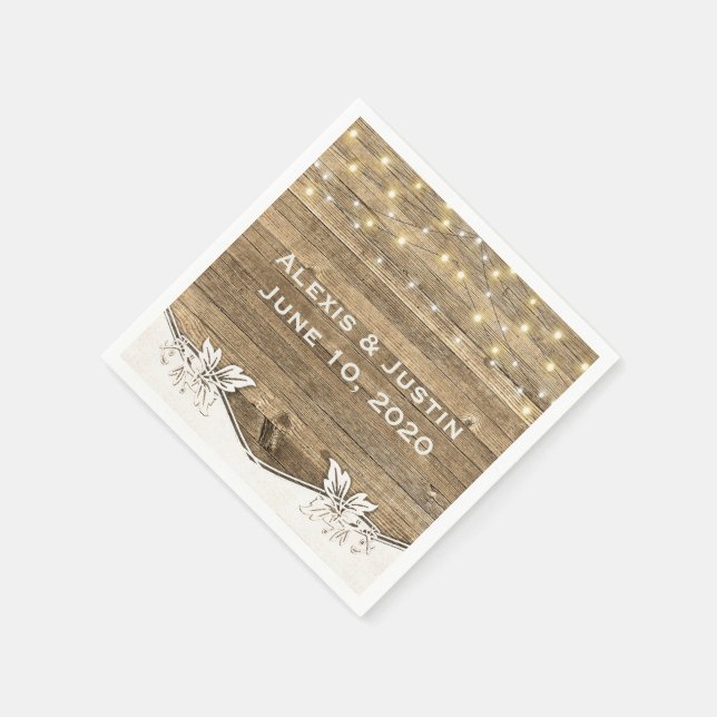Lichter auf Stallholz Serviette (Ecke)