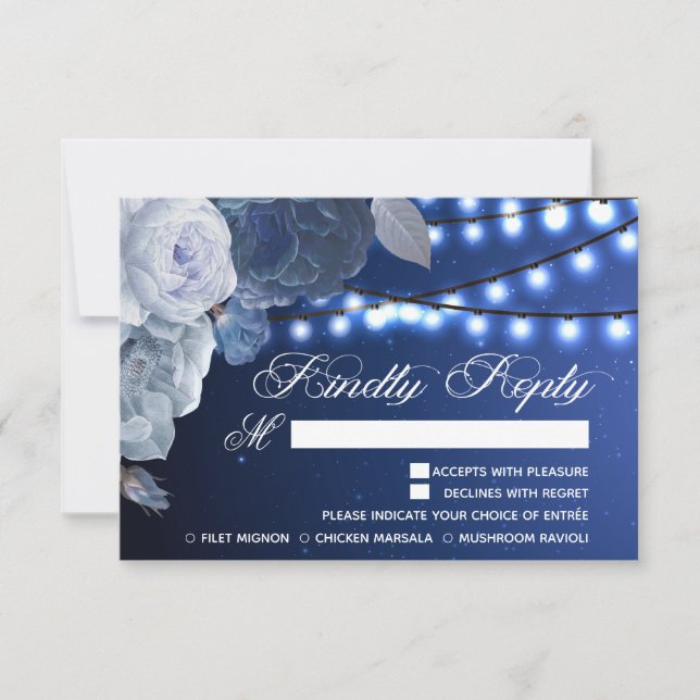 Lichter Blau Elegante Speisen RSVP Karte (Vorderseite)