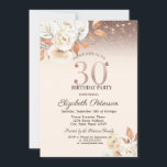 Lichter,Herbst Blume Glitzer Bokeh 30. Geburtstag Einladung<br><div class="desc">Moderne,  schicke und glamouröse Einladung mit einer eleganten Goldtiara,  Saitenlichtern,  Glitzer-Buche-Ober und Blume.</div>