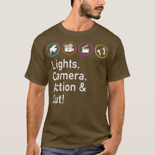 Lichter Kamera Aktion Schnitt Lustiger Film TV Cr T-Shirt