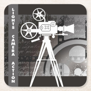 Lichter, Kamera, Aktions-Film-WegwerfUntersetzer Rechteckiger Pappuntersetzer