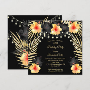 Lichter Schwarz Gold gelber Hibiskus Tropische Par Einladung
