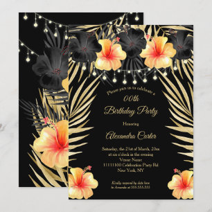 Lichter Schwarz Gold gelber Hibiskus Tropische Par Einladung