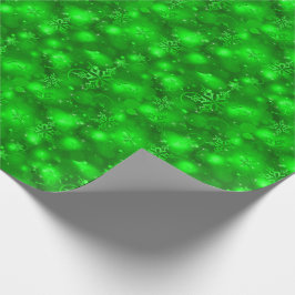 Lichter u. Schneeflocken, Grün - Weihnachten Geschenkpapier