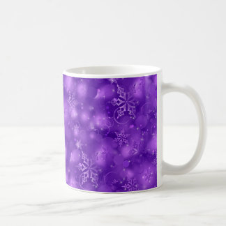 Lichter u. Schneeflocken, lila - Weihnachten Tasse