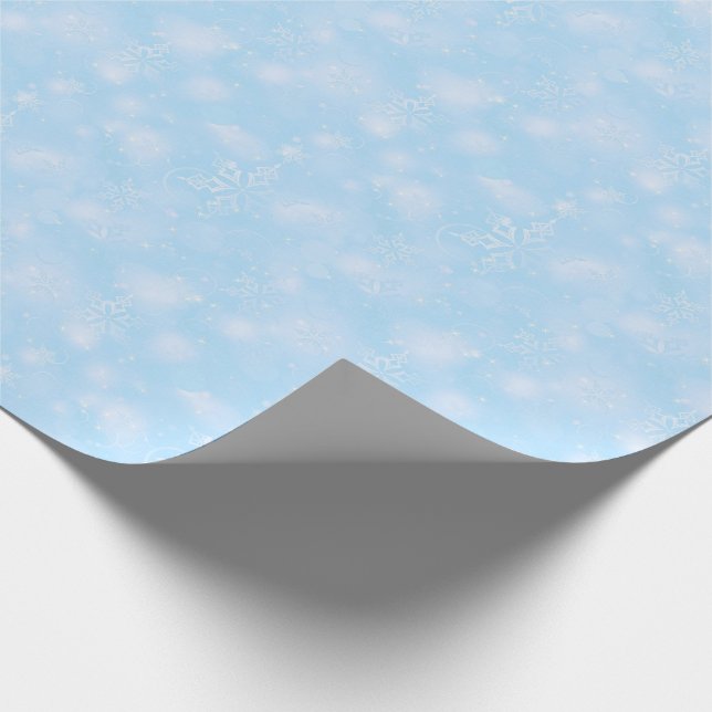 Lichter u. Schneeflocken, lt Blue - Weihnachten Geschenkpapier (Ecke)
