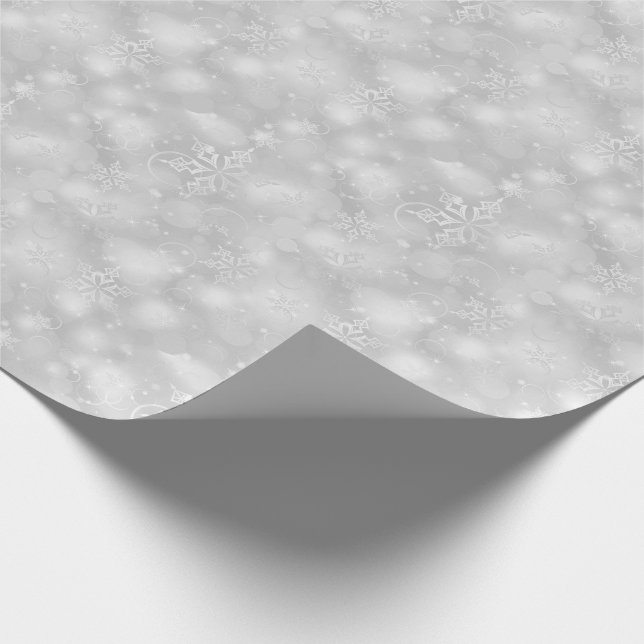 Lichter u. Schneeflocken, Silber - Weihnachten Geschenkpapier (Ecke)