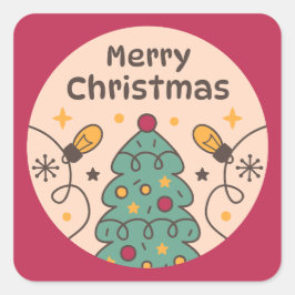 Lichter und Bäume frohe Weihnachten Quadratischer Aufkleber