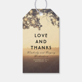 Lichter und Baumzweige Rustikale Hochzeit Geschenkanhänger