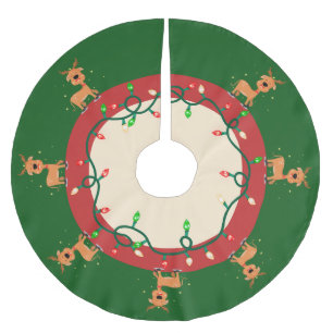 Lichter und Rentierer Weihnachtsbaumrock Polyester Weihnachtsbaumdecke