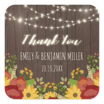 Lichter und Sonnenblumen Rustikale Vielen Dank