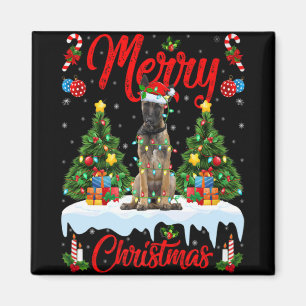 Lichter Weihnachtsbaum Santa Belgischer Malinois H Magnet