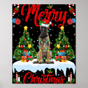Lichter Weihnachtsbaum Santa Belgischer Malinois H Poster