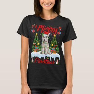 Lichter Weihnachtsbaum Santa Sibirischer Husky Hun T-Shirt