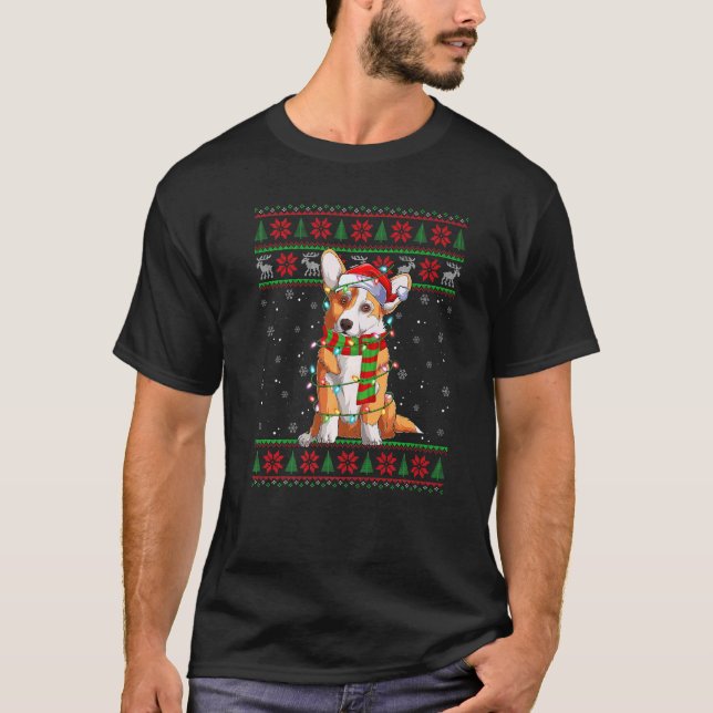Lichter Weihnachtspullover Stil Hässlicher Santa C T-Shirt (Vorderseite)