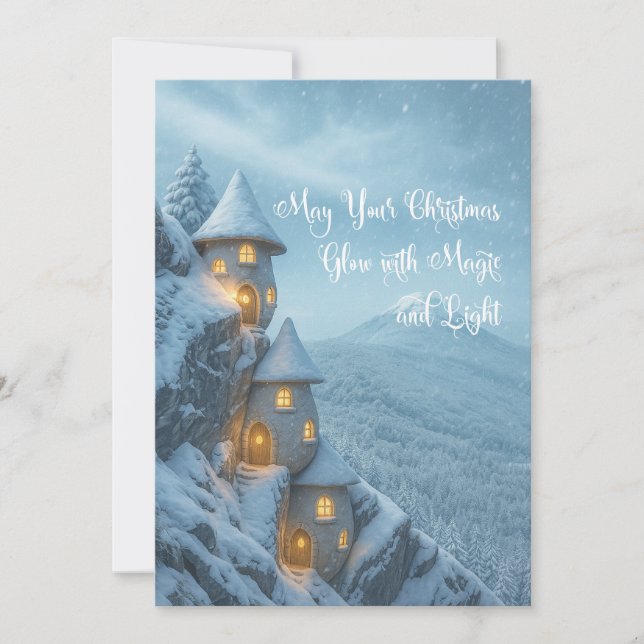 Lichterfee auf den Winterklippen Feiertagskarte (Vorderseite)