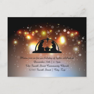 Lichterfest Krippe - Weihnachtspostkarte Feiertagspostkarte