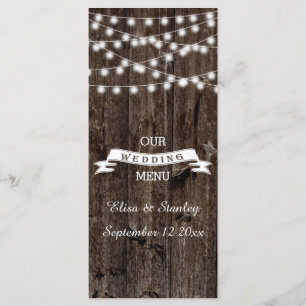 Lichterfolge auf der alten Holzkarten-Karte Menükarte