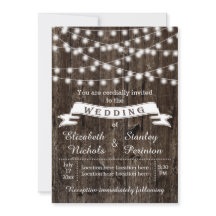 Lichterfolge, Holz und Banner rustikale Hochzeit