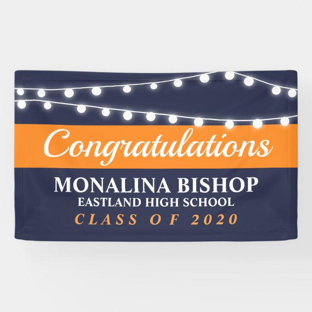 Lichterfolge| Navy Blue Orange Class of 2020 Banner (Horizontal)
