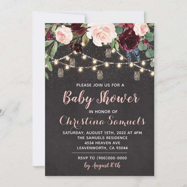 Lichterkette Baby Shower Einladung (Vorderseite)