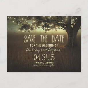 Lichterkette Baum romantische Save-the-Date-Postka Ankündigungspostkarte