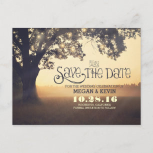 Lichterkette Baum romantische Save-the-Date-Postka Ankündigungspostkarte
