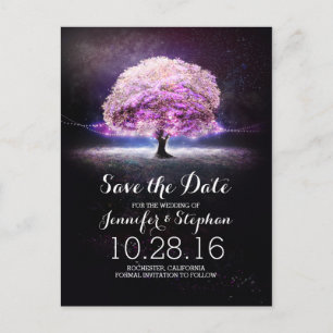 Lichterkette Baum romantische Save-the-Date-Postka Ankündigungspostkarte