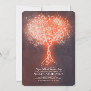 Lichterkette Baum Traumhafte Rustikale Hochzeitsei Einladung
