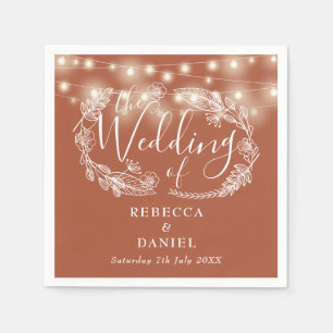 Lichterkette Blumige Terrakotta Hochzeit Serviette