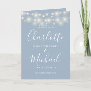 Lichterkette Dusty Blue Elegante Schrift Hochzeit Programm