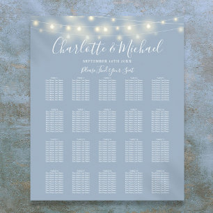 Lichterkette Dusty Blue Hochzeit Sitzplan Poster
