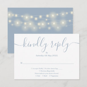 Lichterkette Dusty Blue Schriftzug Mahlzeitenwahl RSVP Karte