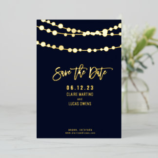 Lichterkette Folie Save-the-Date Folien-Einladung Folieneinladung