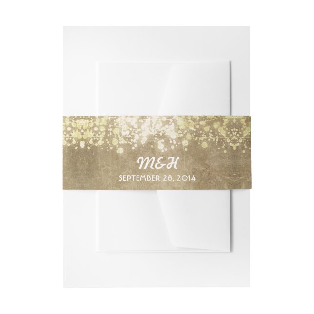 Lichterkette - Glitzer Vintage Hochzeitsband Einladungsbanderole (Vorderseite Beispiel)