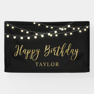 Lichterkette   Gold Happy Birthday Party-Banner Banner