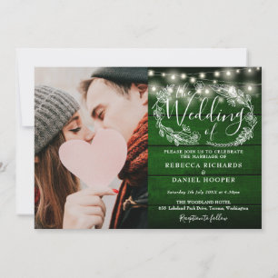 Lichterkette Grün Rustikale Foto Hochzeit Alles in Einladung