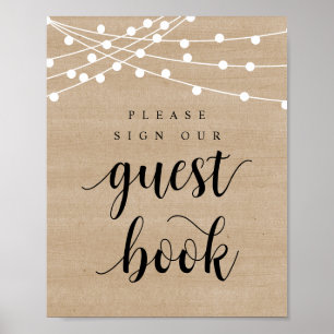 Lichterkette, Hochzeitsschild, Poster 'Tragen Sie