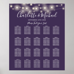 Lichterkette Lila Hochzeit Sitzplan Poster