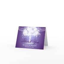 Lichterkette mit violettem Baum für Hochzeit Danke