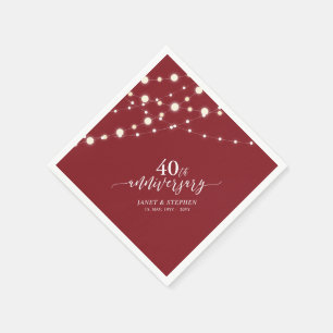 Lichterkette Rubinrot 40. Hochzeitstag Serviette