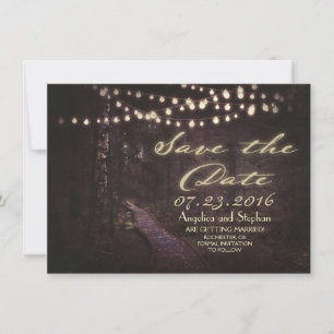 Lichterkette rustikale Bäume Save-the-Date Save The Date